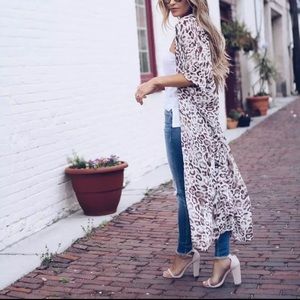 Women’s Sheer Chiffon Floral Cardigan Long Blouse